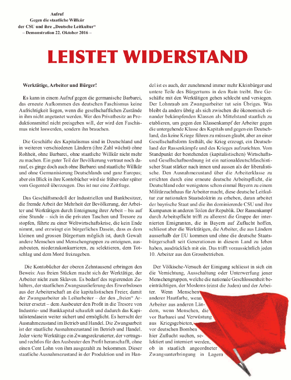 Leistet Widerstand