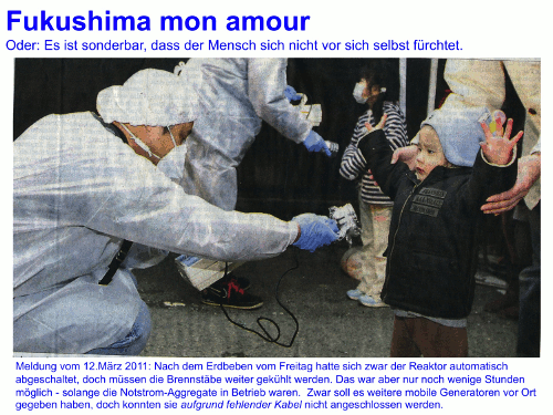 Fukushima mon amour. Oder: Es ist sonderbar, dass der Mensch sich nicht vor sich selbst fürchtet